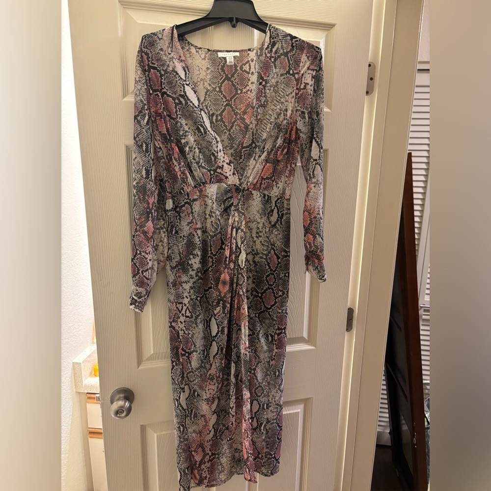 Topshop Pink and Gray Snake Print Long Sleeve Dress size 6 US